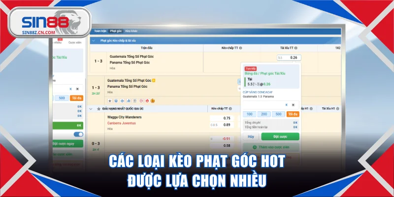 Các loại kèo phạt góc hot được lựa chọn nhiều