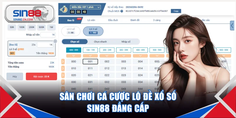 Sân chơi cá cược lô đề xổ số SIN88 đẳng cấp